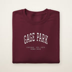 Gage Park Chicago Home 2026 Embroidered Crewneck — White Thread on Maroon