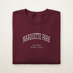 Marquette Park Chicago Home 2026 Embroidered Crewneck — White Thread on Maroon