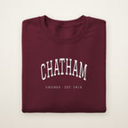Chatham Chicago Embroidered Crewneck — White Thread on Maroon