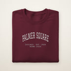 Palmer Square Chicago Home 2026 Embroidered Crewneck — White Thread on Maroon