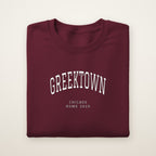 Greektown Chicago Home 2026 Embroidered Crewneck — White Thread on Maroon