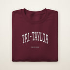 Tri-Taylor Chicago Embroidered Crewneck — White Thread on Maroon