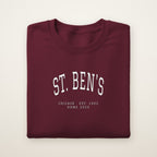 St. Ben's Chicago Home 2026 Embroidered Crewneck — White Thread on Maroon