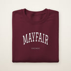 Mayfair Chicago Embroidered Crewneck — White Thread on Maroon