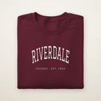 Riverdale Chicago Embroidered Crewneck — White Thread on Maroon