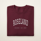 Roseland Chicago Embroidered Crewneck — White Thread on Maroon