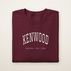 Kenwood Chicago Embroidered Crewneck — White Thread on Maroon