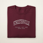 Streeterville Chicago Home 2026 Embroidered Crewneck — White Thread on Maroon