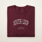 South Loop Chicago Home 2026 Embroidered Crewneck — White Thread on Maroon