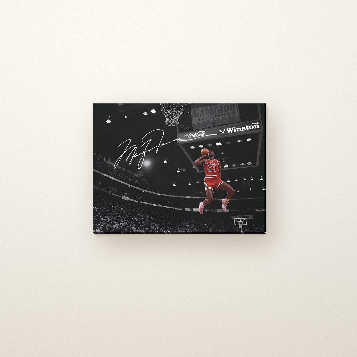 Michael Jordan Canvas — Slam Dunk hung on an ivory wall