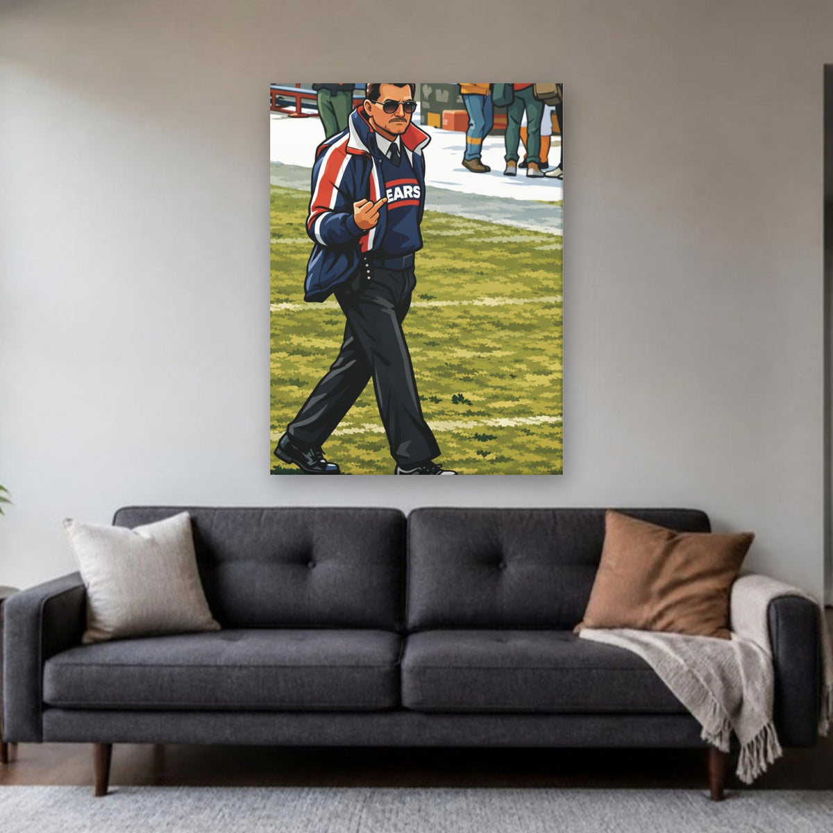 Mike Ditka Canvas Wall Art | Iron Mike on the Sideline in a living room