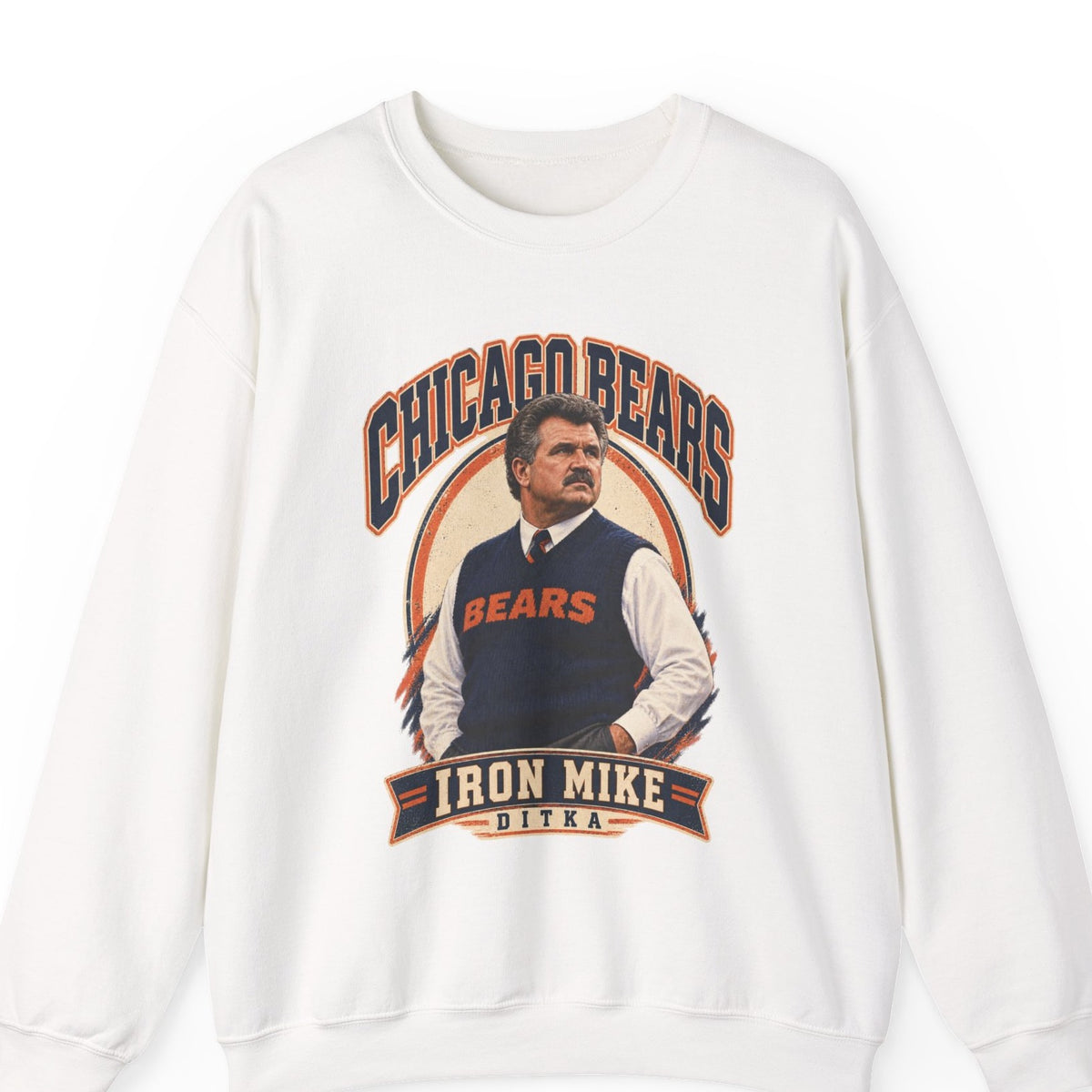 Mike Ditka "Iron Mike" Crewneck Sweatshirt — white flat lay