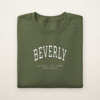 Beverly Chicago Home 2026 Embroidered Crewneck — White Thread on Military Green