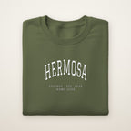Hermosa Chicago Home 2026 Embroidered Crewneck — White Thread on Military Green