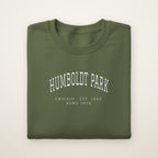 Humboldt Park Chicago Home 2026 Embroidered Crewneck — White Thread on Military Green