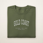 Gold Coast Chicago Home 2026 Embroidered Crewneck — White Thread on Military Green