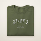 Bowmanville Chicago Home 2026 Embroidered Crewneck — White Thread on Military Green