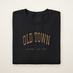 Old Town Chicago embroidered crewneck sweatshirt, Black, gold embroidery