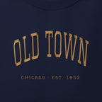 Close-up of gold satin-stitch Old Town embroidery