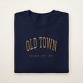 Old Town Chicago embroidered crewneck sweatshirt, Navy, gold embroidery