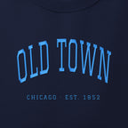 Close-up of sky blue satin-stitch Old Town embroidery