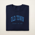 Old Town Chicago embroidered crewneck sweatshirt, Navy, sky blue embroidery