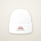 Old Town Chicago Embroidered Cuffed Beanie, Red Thread, front view