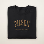 Pilsen Chicago embroidered crewneck sweatshirt, Black, gold embroidery