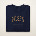 Pilsen Chicago embroidered crewneck sweatshirt, Navy, gold embroidery