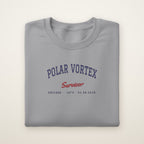 Polar Vortex Survivor Chicago embroidered crewneck sweatshirt, Sport Grey, navy and red embroidery