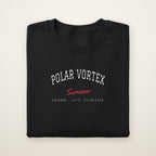 Polar Vortex Survivor Chicago embroidered crewneck sweatshirt, Black, white and red embroidery