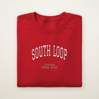 South Loop Chicago Home 2026 Embroidered Crewneck — White Thread on Red