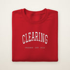 Clearing Chicago Embroidered Crewneck — White Thread on Red