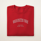 Washington Park Chicago Home 2026 Embroidered Crewneck — White Thread on Red