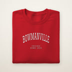 Bowmanville Chicago Home 2026 Embroidered Crewneck — White Thread on Red
