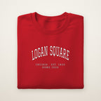 Logan Square Chicago Home 2026 Embroidered Crewneck — White Thread on Red