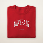Mayfair Chicago Embroidered Crewneck — White Thread on Red