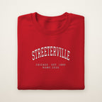 Streeterville Chicago Home 2026 Embroidered Crewneck — White Thread on Red