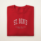 St. Ben's Chicago Home 2026 Embroidered Crewneck — White Thread on Red