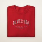 Printer's Row Chicago Home 2026 Embroidered Crewneck — White Thread on Red