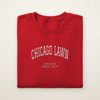 Chicago Lawn Chicago Home 2026 Embroidered Crewneck — White Thread on Red