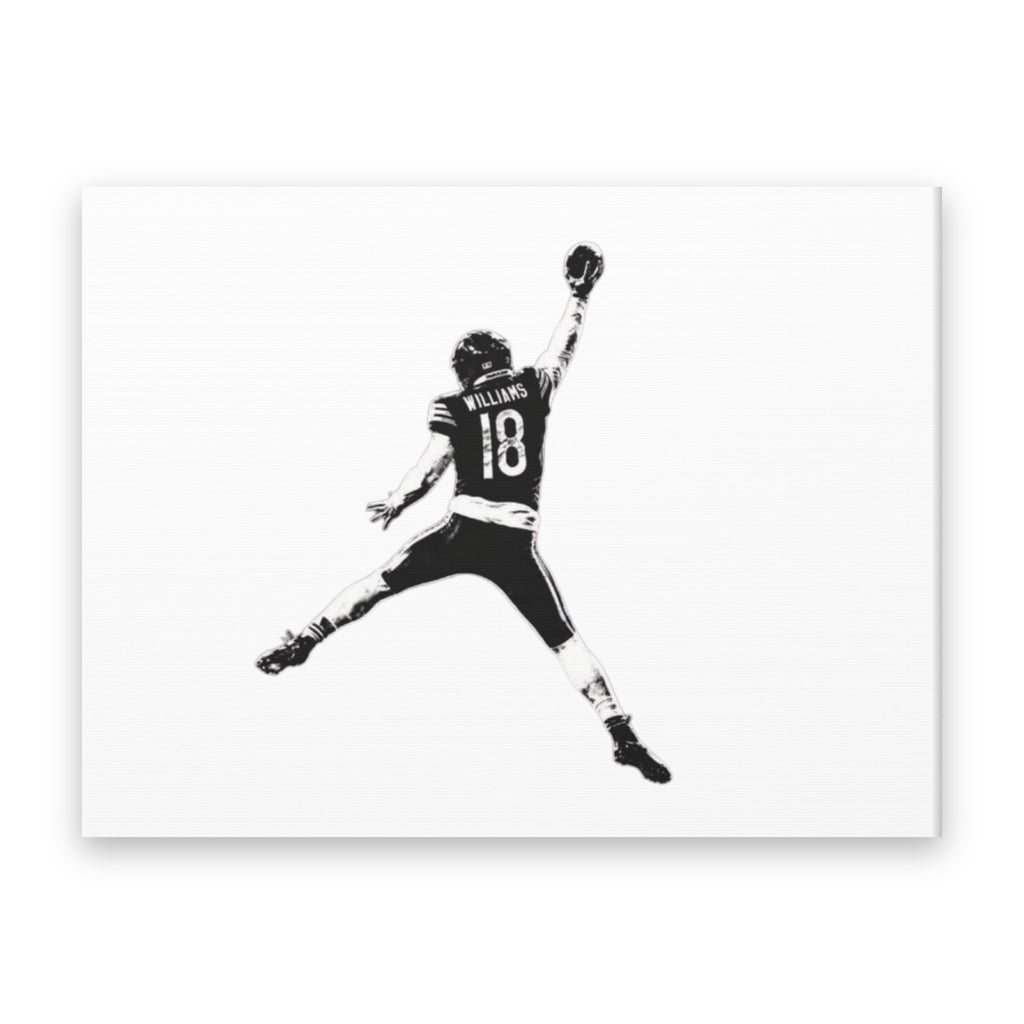 Retro Caleb Williams Canvas Wall Art | Minimal Black & White straight-on view