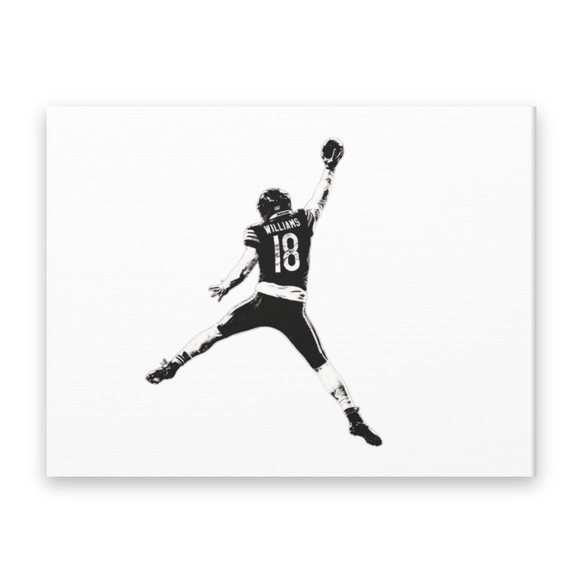 Retro Caleb Williams Canvas Wall Art | Minimal Black & White straight-on view