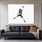 Retro Caleb Williams Canvas Wall Art | Minimal Black & White in a living room