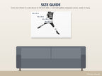 Retro Caleb Williams Canvas Wall Art | Minimal Black & White — size guide: 18 x 12, 24 x 18, 36 x 24, 48 x 32 in to scale above a sofa