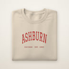 Ashburn Chicago Embroidered Crewneck — Red Thread on Sand