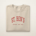 St. Ben's Chicago Embroidered Crewneck — Red Thread on Sand