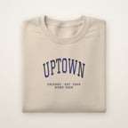 Uptown Chicago Home 2026 Embroidered Crewneck — Navy Thread on Sand
