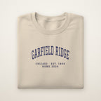 Garfield Ridge Chicago Home 2026 Embroidered Crewneck — Navy Thread on Sand