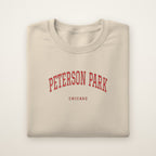 Peterson Park Chicago Embroidered Crewneck — Red Thread on Sand
